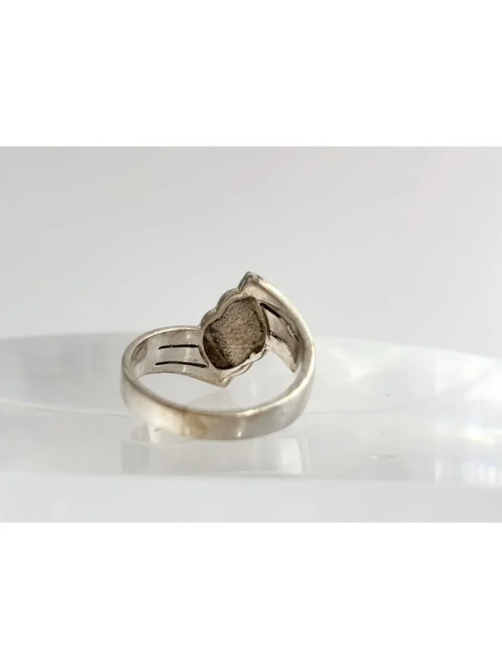 Marcasite Art Deco Folded Pave Sterling Silver 925 Vintage Ring - sz 8